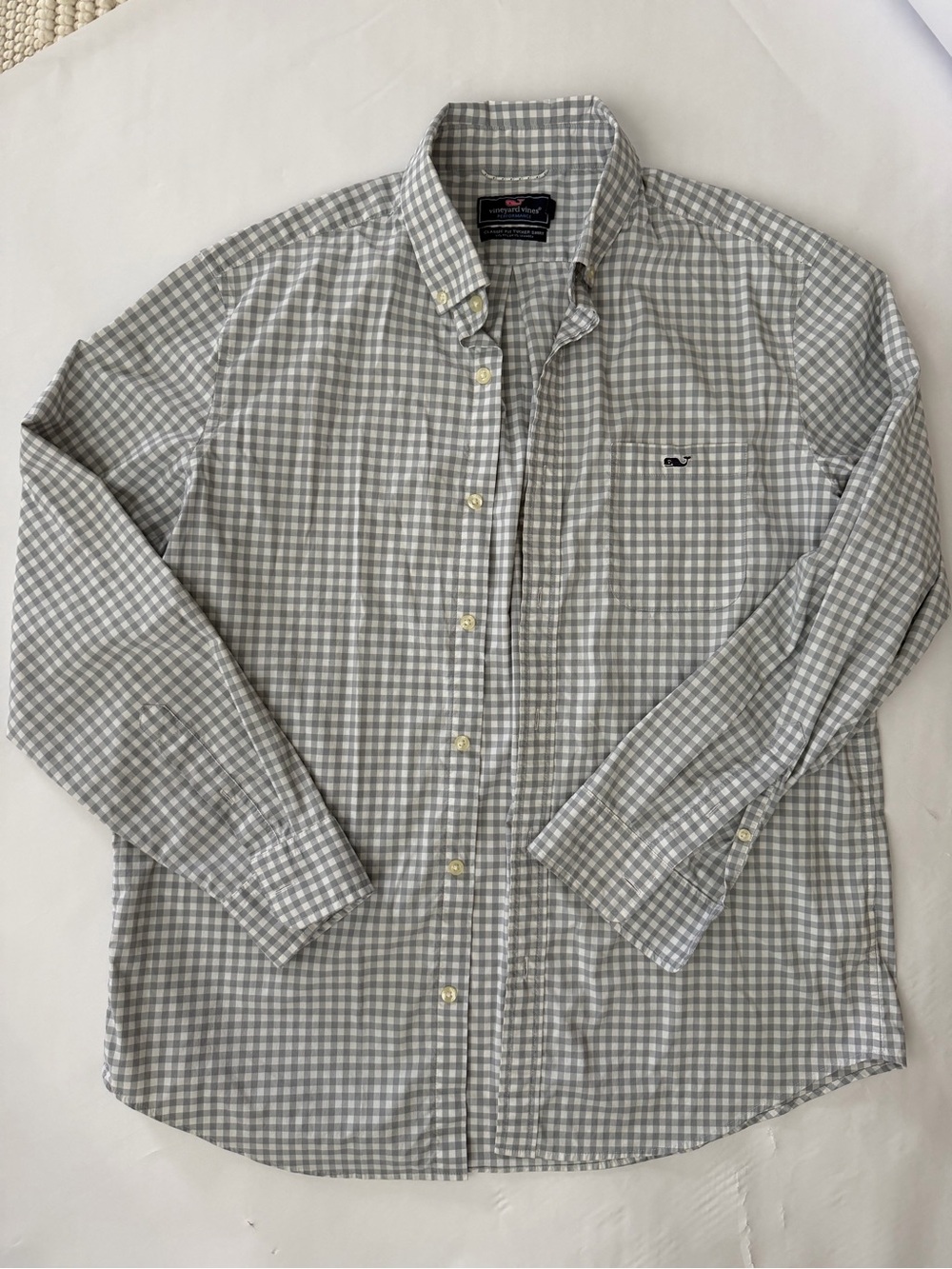 Vineyard Vines Men's Light Gray Gingham Button-Down Shirt